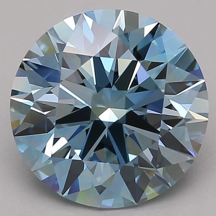 3.86 Ct. Fancy Vivid Blue Round Lab Grown Diamond