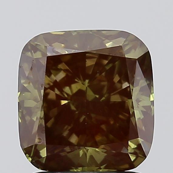 2.00 Ct. Fancy Deep Green Cushion Lab Grown Diamond