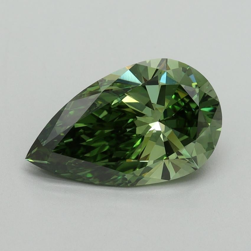 3.01 Ct. Fancy Vivid Green Pear Lab Grown Diamond