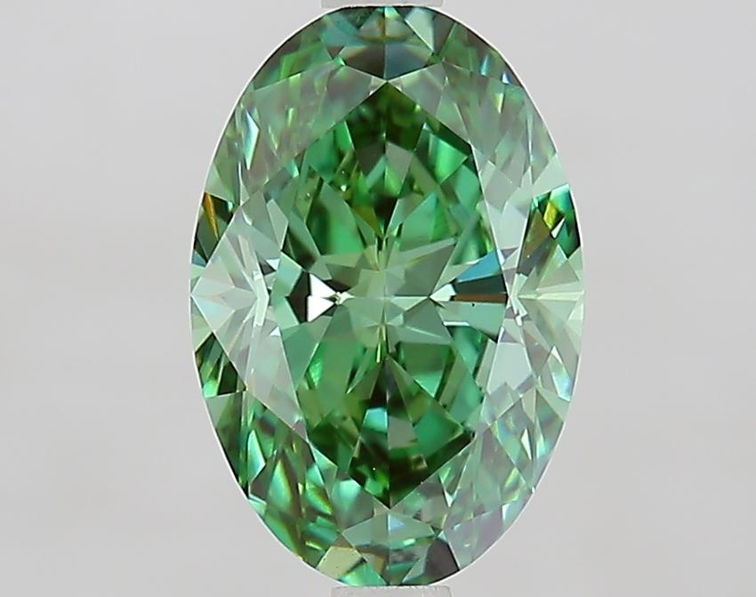 2.10 Ct. Fancy Vivid Green Oval Lab Grown Diamond