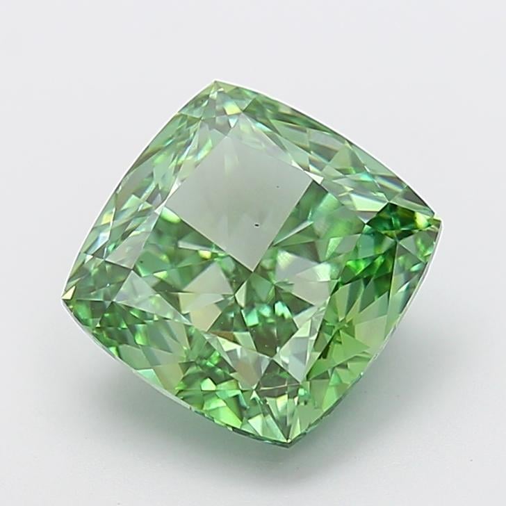 5.07 Ct. Fancy Vivid Green Cushion Lab Grown Diamond