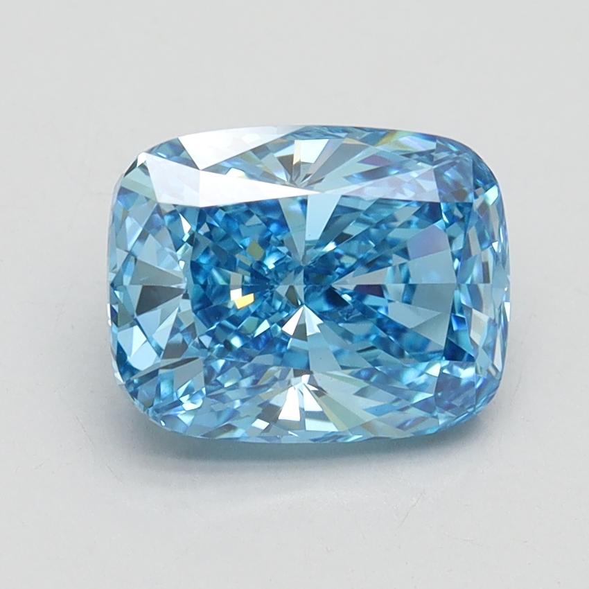 2.07 Ct. Fancy Vivid Blue Cushion Lab Grown Diamond