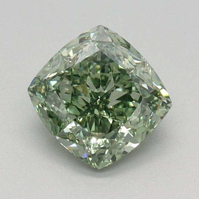 0.72 Ct. Fancy Vivid Green Cushion Lab Grown Diamond