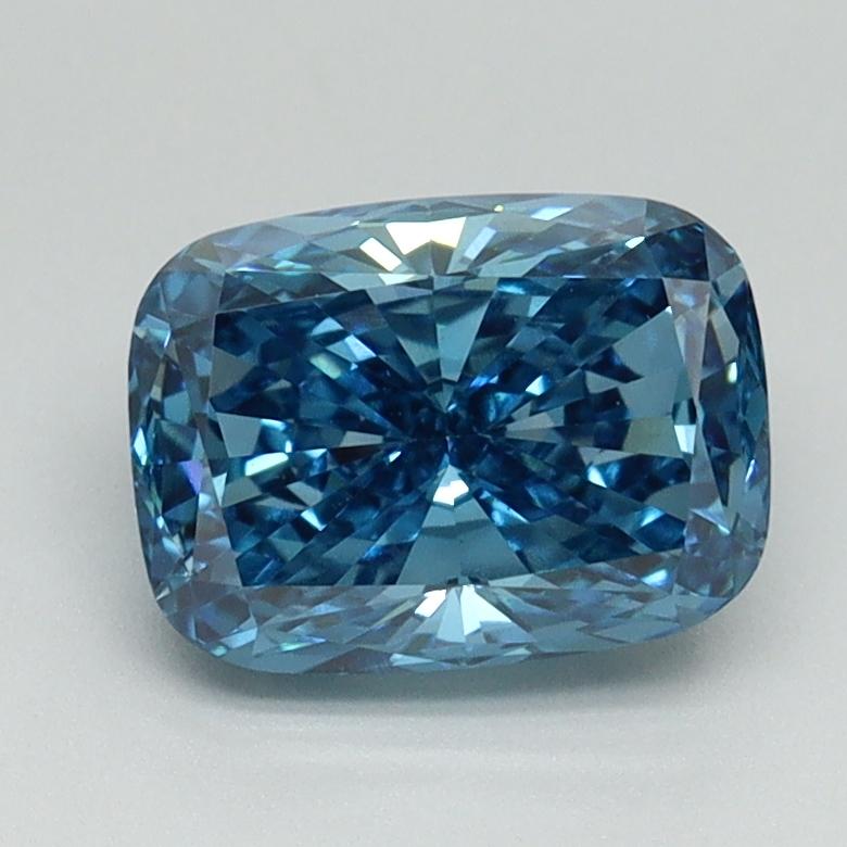 1.52 Ct. Fancy Vivid Blue Cushion Lab Grown Diamond