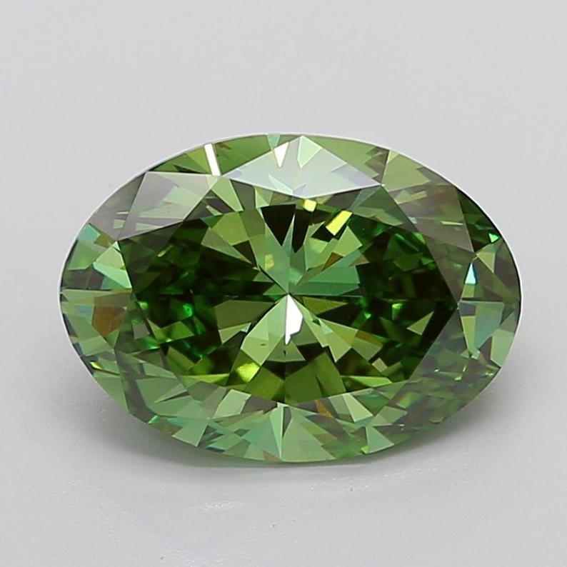 6.00 Ct. Fancy Vivid  Green Oval Lab Grown Diamond
