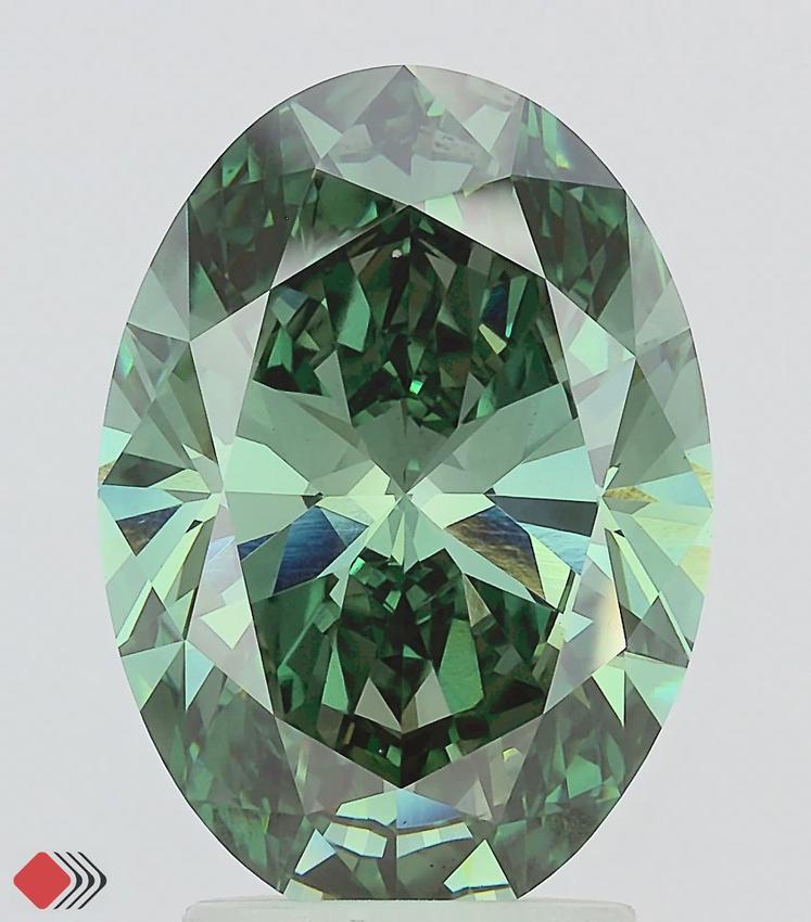 3.36 Ct. Fancy Vivid Green Oval Lab Grown Diamond