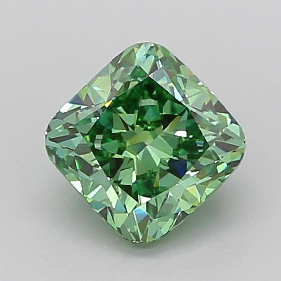 1.02 Ct. Fancy Vivid Green Cushion Lab Grown Diamond