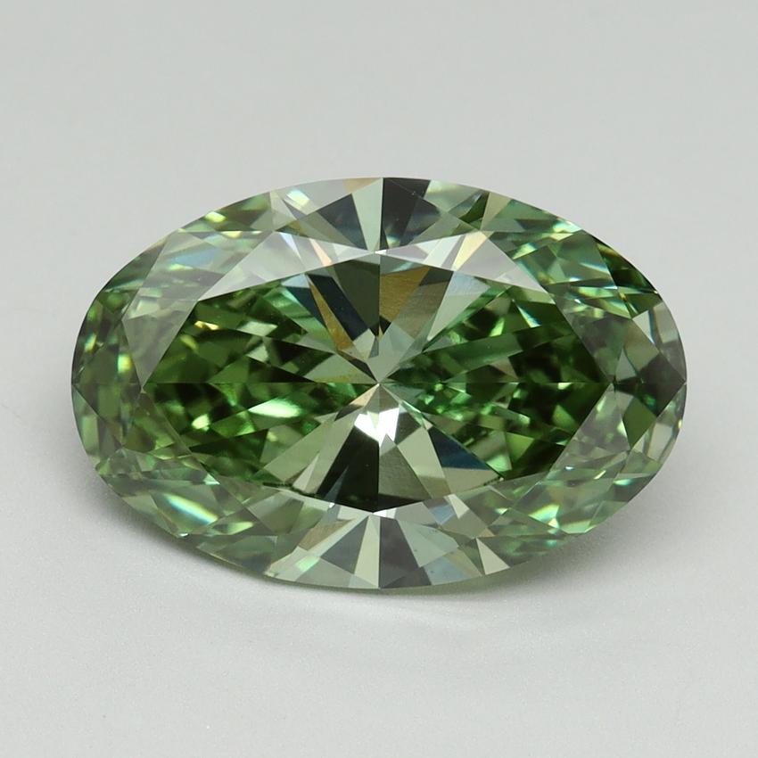 4.11 Ct. Fancy Vivid Green Oval Lab Grown Diamond