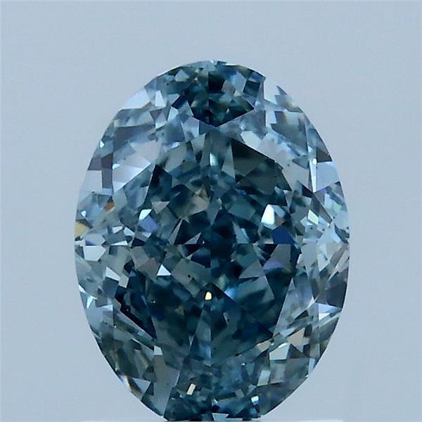 1.55 Ct. Fancy Intense Greenish Blue Oval Lab Grown Diamond