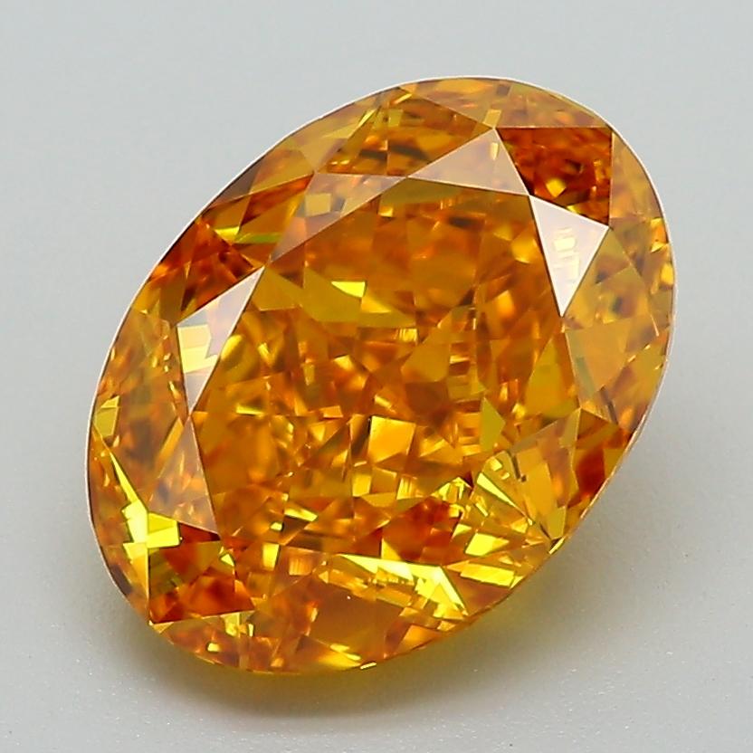 3.37 Ct. Fancy Vivid Orangy Yellow Oval Lab Grown Diamond