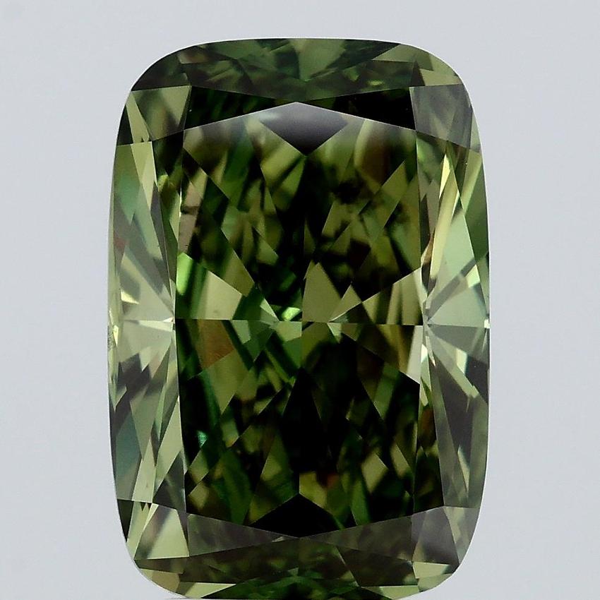 5.00 Ct. Fancy Vivid Green Cushion Lab Grown Diamond