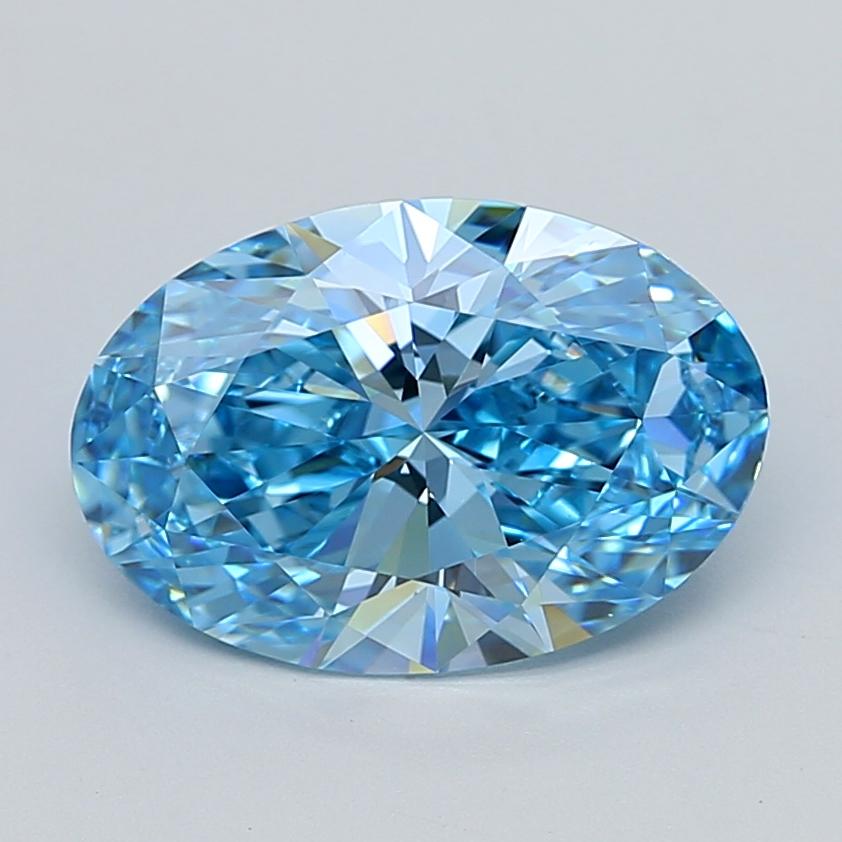 4.04 Ct. Fancy Vivid  Blue Oval Lab Grown Diamond