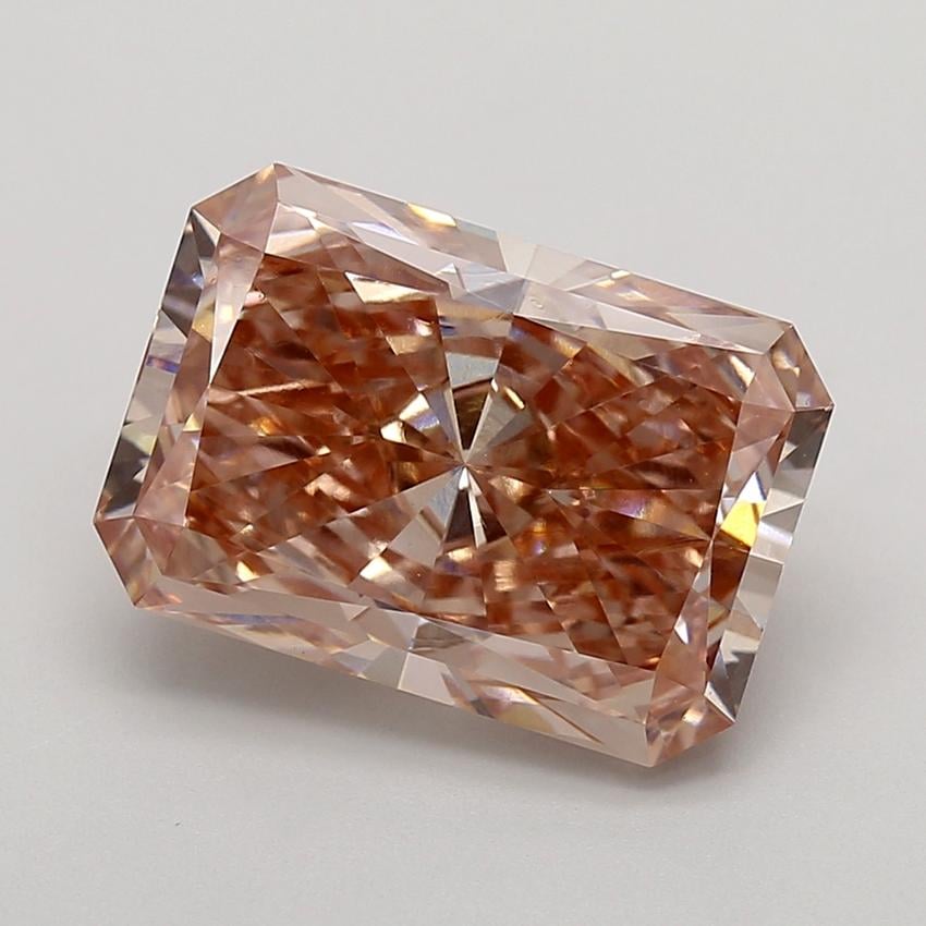 7.02 Ct. Fancy Pink Brown Radiant Lab Grown Diamond