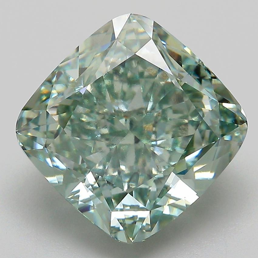 7.09 Ct. Fancy Intense Green Cushion Lab Grown Diamond