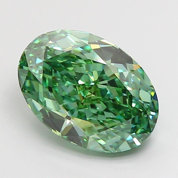 2.95 Ct. Fancy Vivid Green Oval Lab Grown Diamond