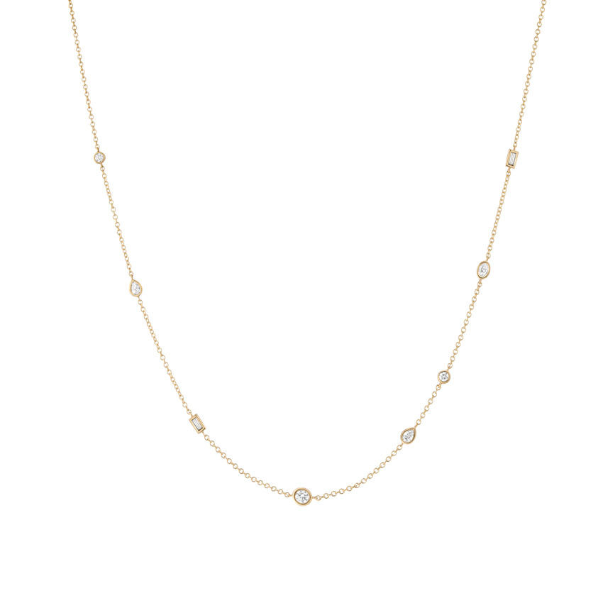 Mixed Shape Diamond Strand Necklace 