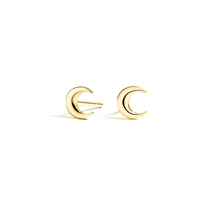 Moon Stud Earrings in 18K Yellow Gold