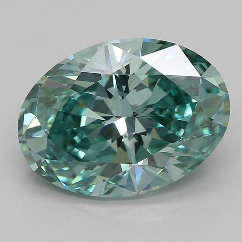 1.59 Ct. Fancy Vivid Green Oval Lab Grown Diamond