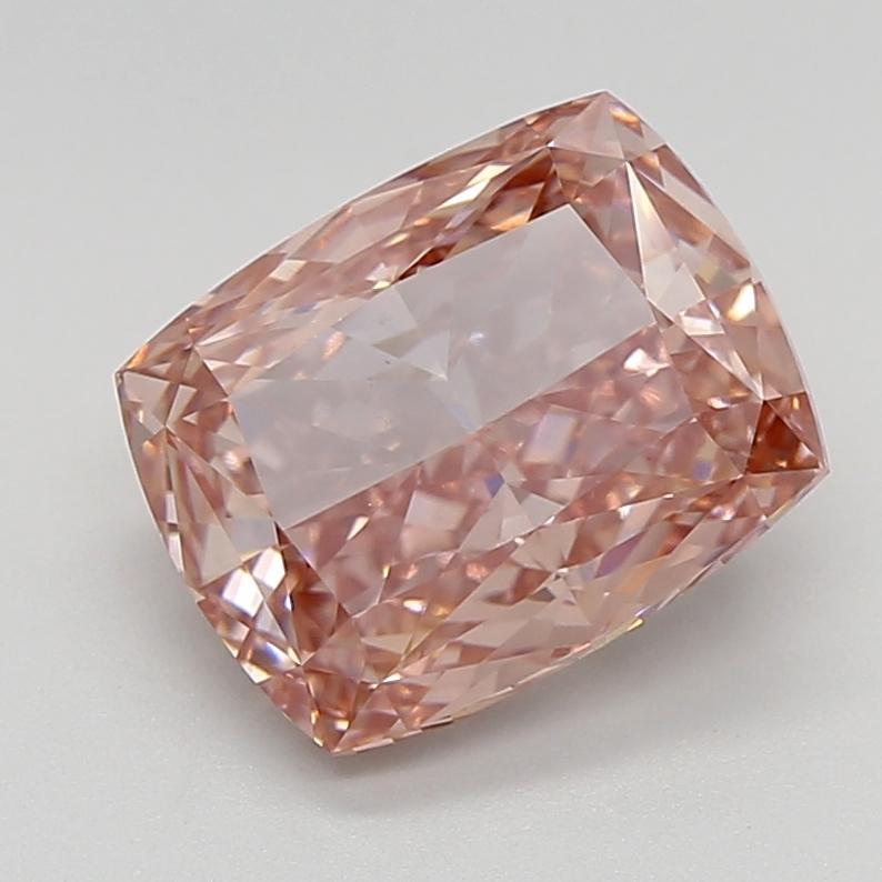 4.91 Ct. Fancy Vivid Brownish Pink Cushion Lab Grown Diamond
