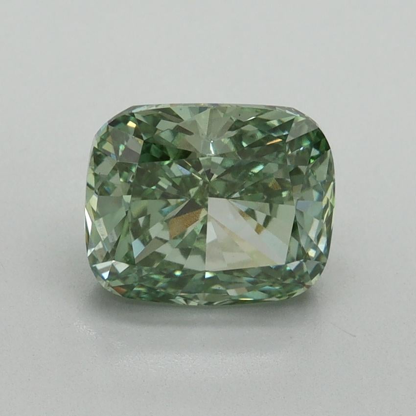2.08 Ct. Fancy Vivid Green Cushion Lab Grown Diamond