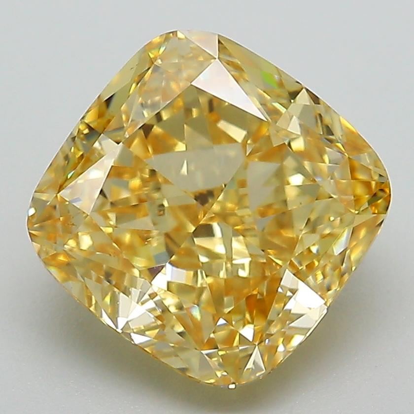 4.27 Ct. Fancy Intense  Yellow Cushion Lab Grown Diamond