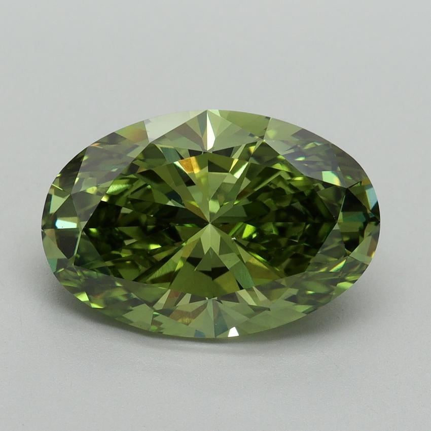 5.05 Ct. Fancy Vivid Green Oval Lab Grown Diamond
