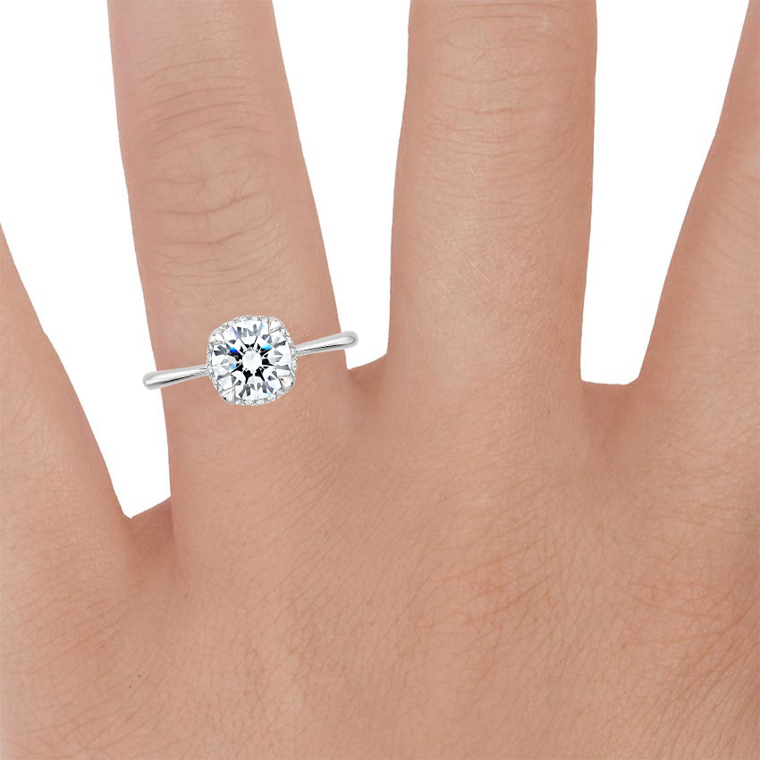Platinum Regalia Diamond Ring, large zoomed in top view on a hand