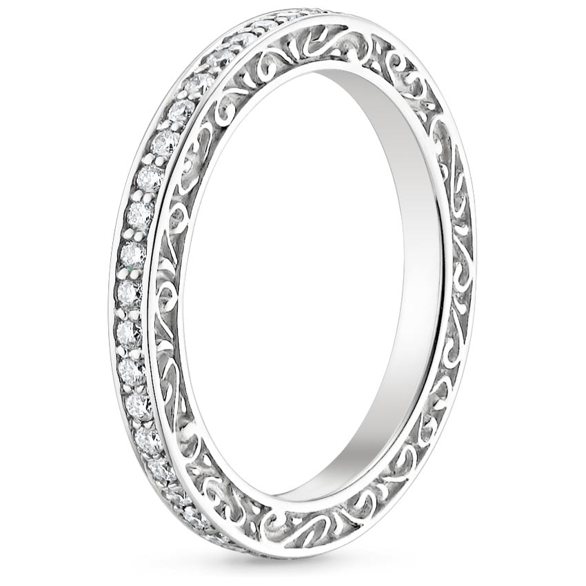 Platinum Delicate Antique Scroll Eternity Diamond Ring (2/5 ct. tw.), large side view