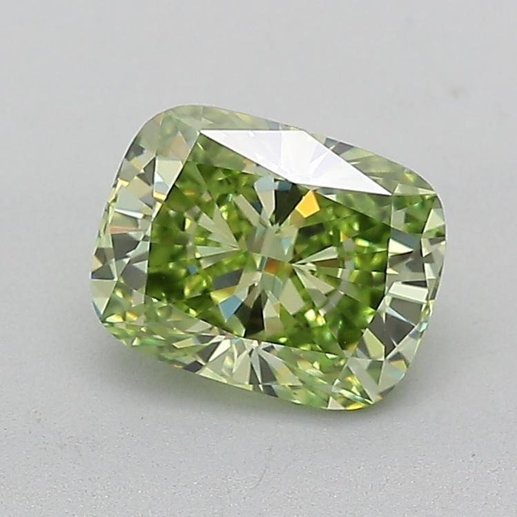 1.06 Ct. Fancy Vivid Green Cushion Lab Grown Diamond