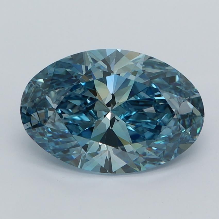 2.04 Ct. Fancy Vivid  Blue Oval Lab Grown Diamond