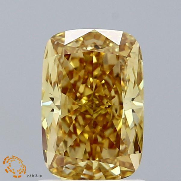 1.51 Ct. Fancy Vivid  Yellow Cushion Lab Grown Diamond