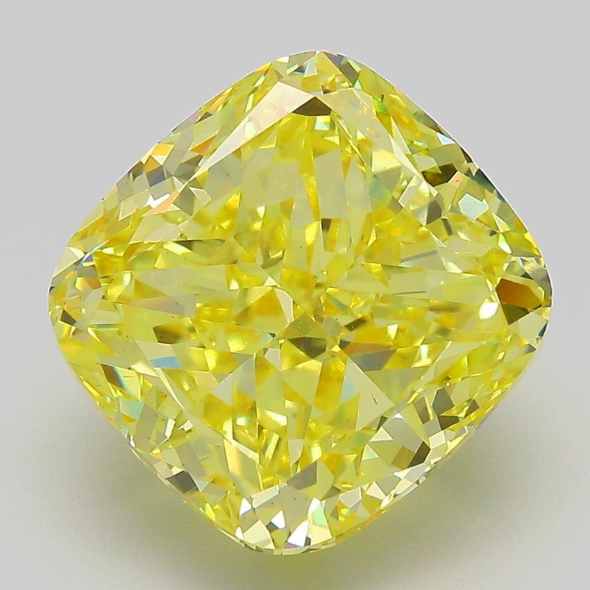 10.07 Ct. Fancy Vivid  Yellow Cushion Lab Grown Diamond