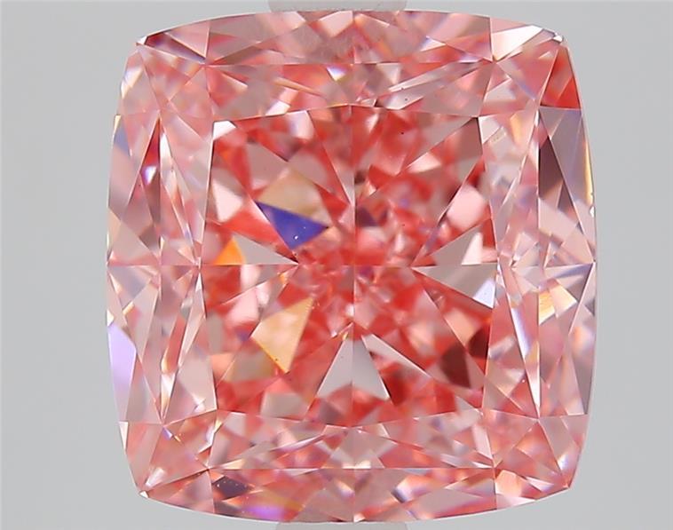 3.15 Ct. Fancy Vivid  Pink Cushion Lab Grown Diamond