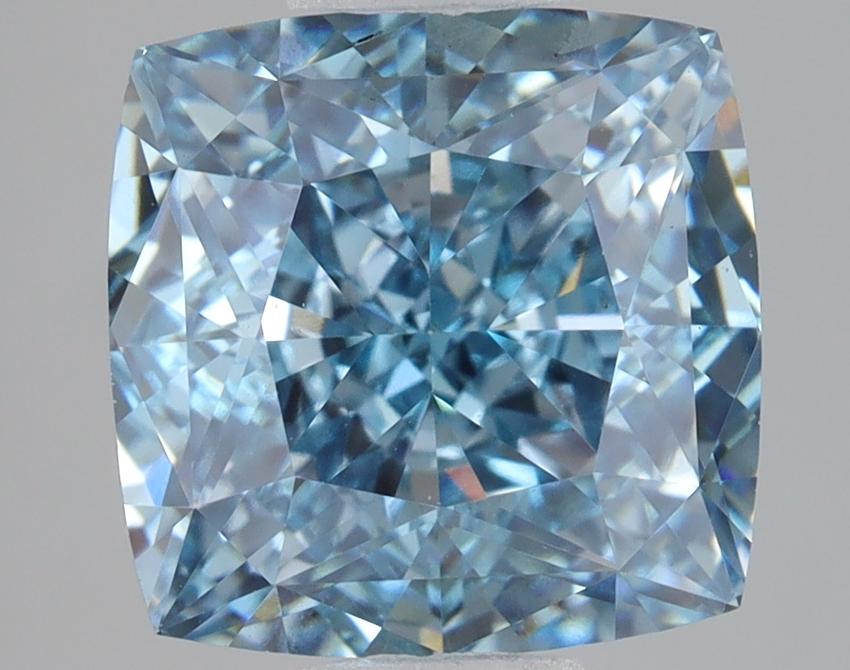 3.02 Ct. Fancy Vivid Blue Cushion Lab Grown Diamond