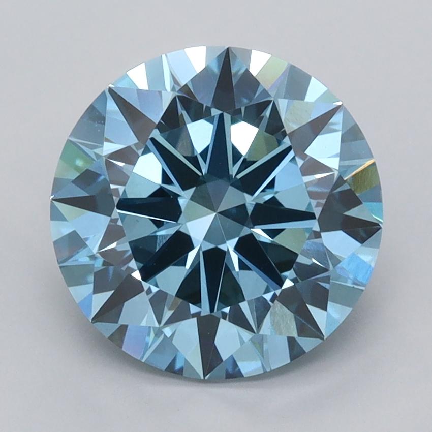 3.01 Ct. Fancy Vivid  Blue Round Lab Grown Diamond
