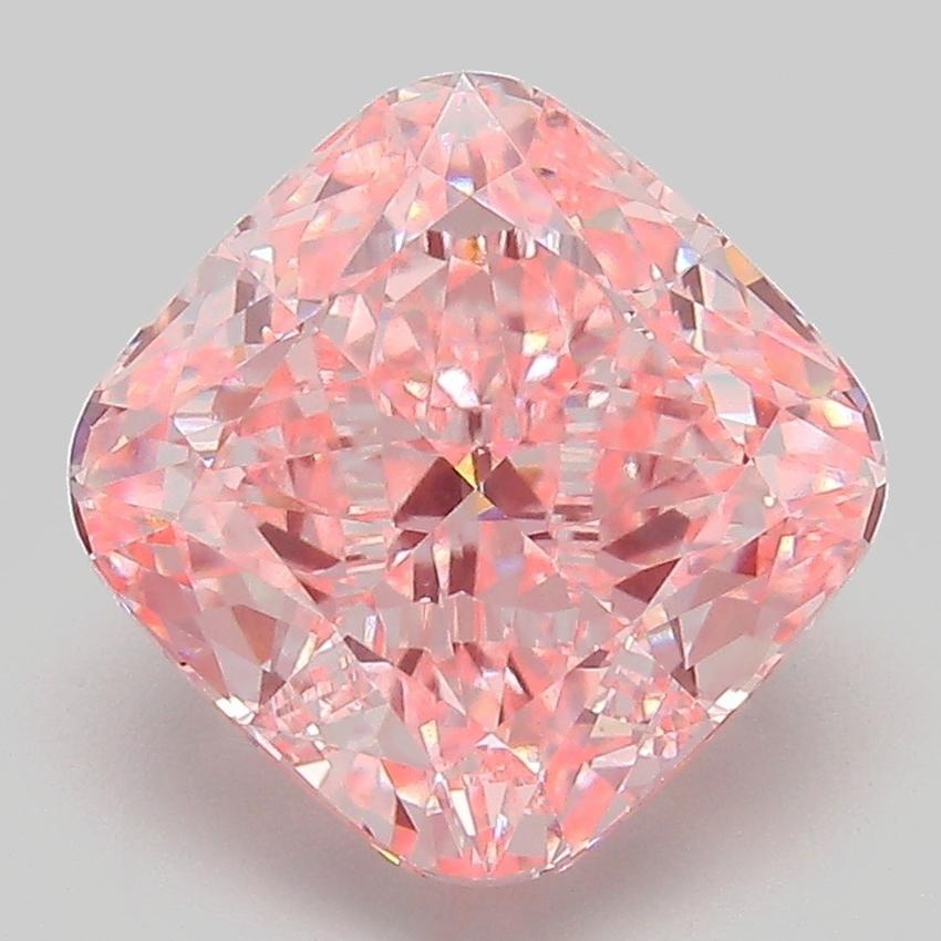 4.23 Ct. Fancy Vivid  Pink Cushion Lab Grown Diamond