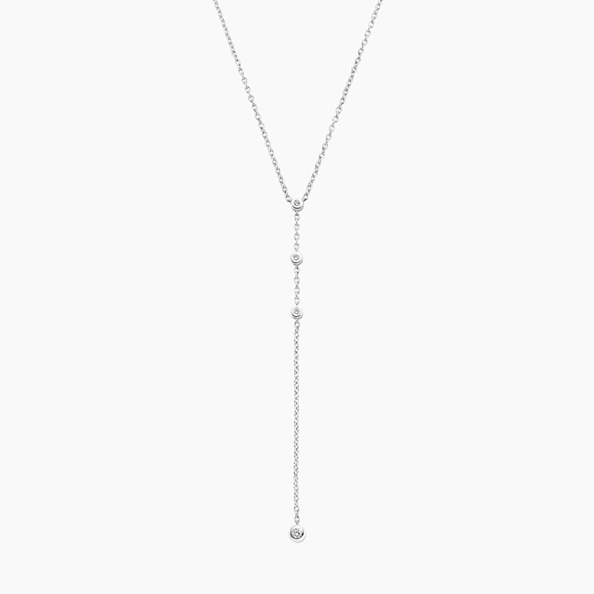 Sterling Silver Lariat Necklace with CZ Sunlight Star Sunburst Drop