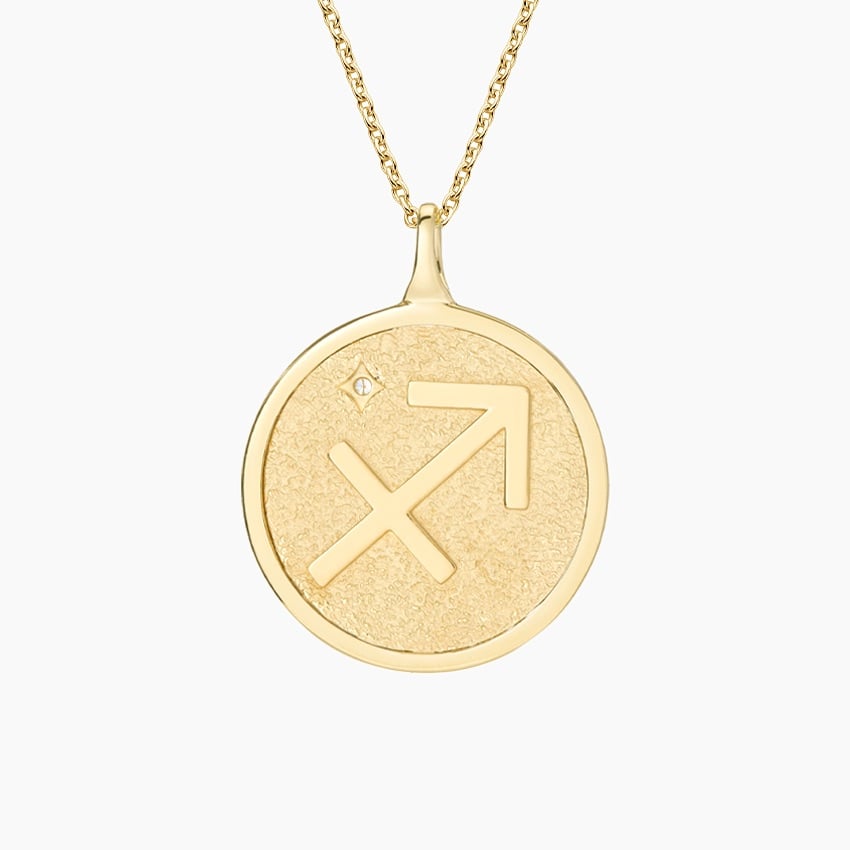 14K Gold Sagittarius Diamond Necklace | Accented Brilliant Zodiac Earth Yellow | Sagittarius