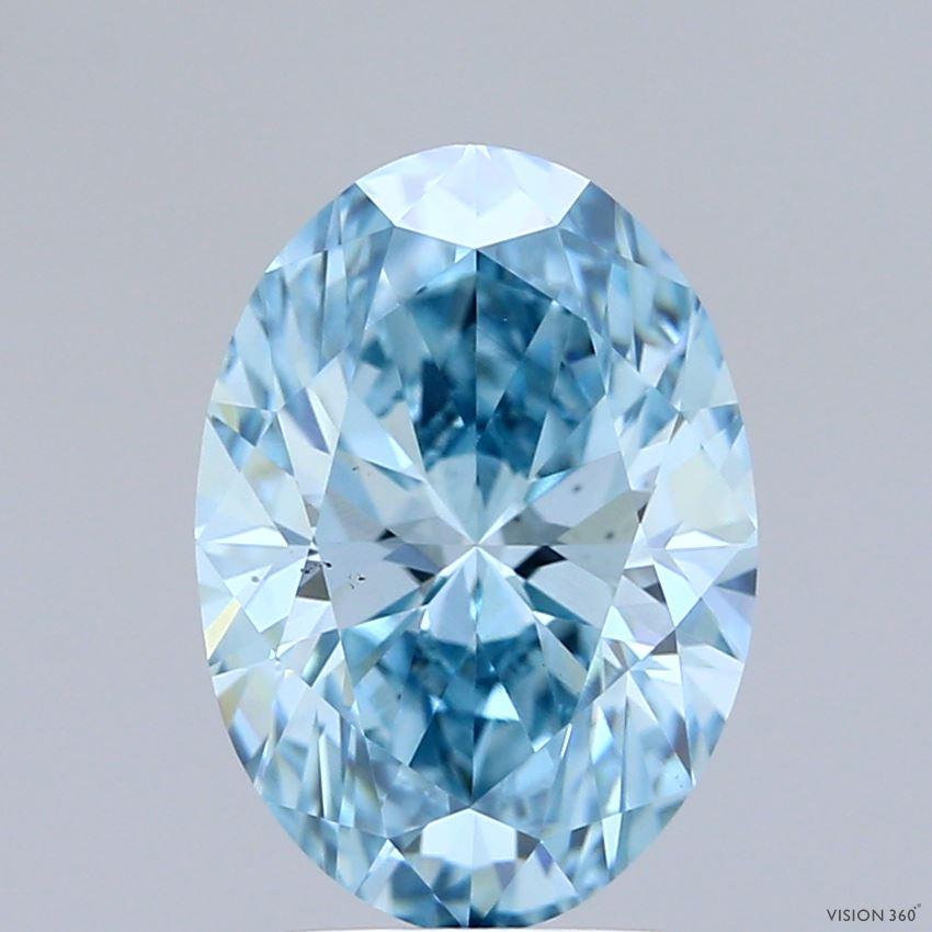 2.78 Ct. Fancy Vivid Blue Oval Lab Grown Diamond