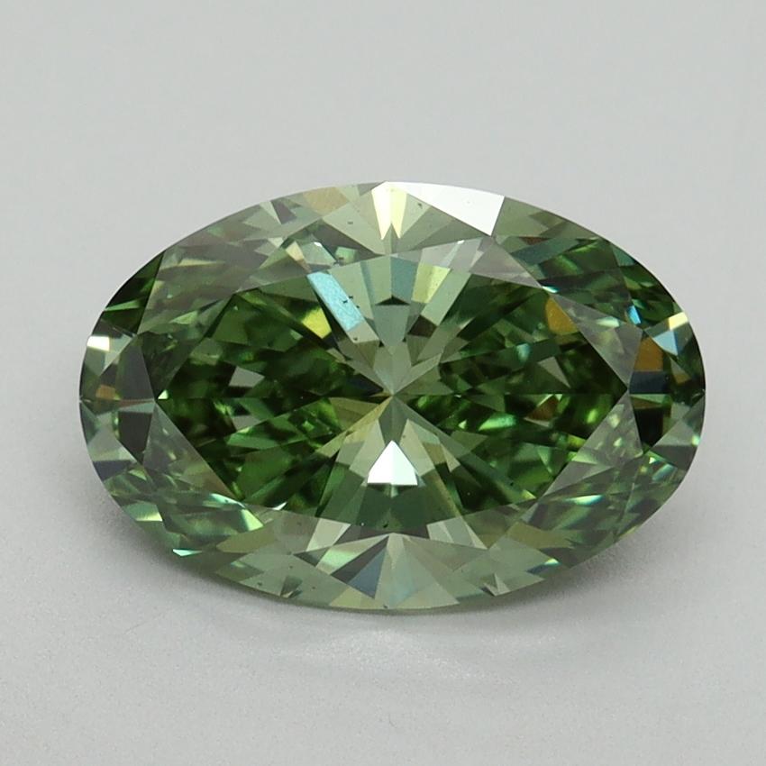 2.18 Ct. Fancy Vivid Green Oval Lab Grown Diamond