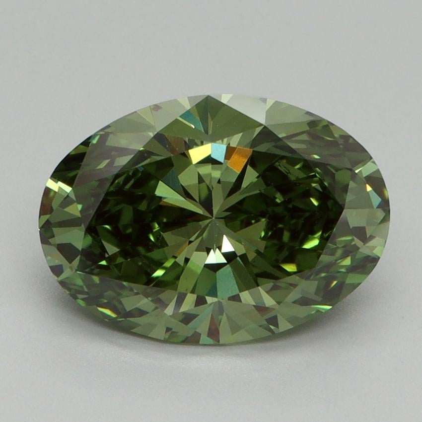 3.18 Ct. Fancy Vivid Green Oval Lab Grown Diamond