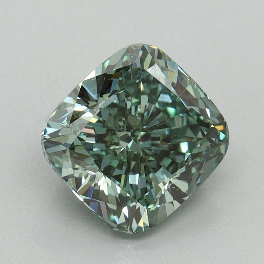 2.05 Ct. Fancy Vivid Green Cushion Lab Grown Diamond