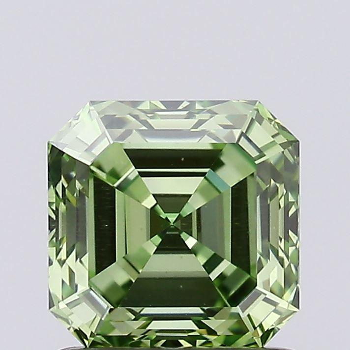 1.04 Ct. Fancy Vivid Green Asscher Lab Grown Diamond