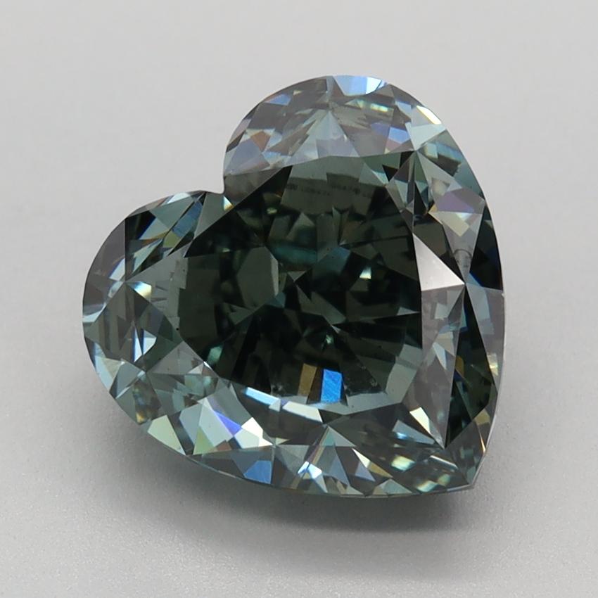 3.42 Ct. Fancy Intense Greyish Green Heart Lab Grown Diamond