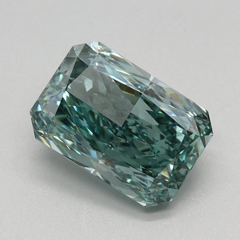 1.21 Ct. Fancy Vivid Bluish Green Radiant Lab Grown Diamond