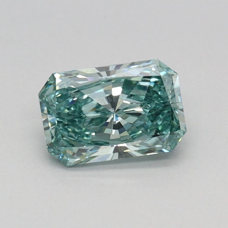 0.53 Ct. Fancy Vivid Bluish Green Radiant Lab Grown Diamond