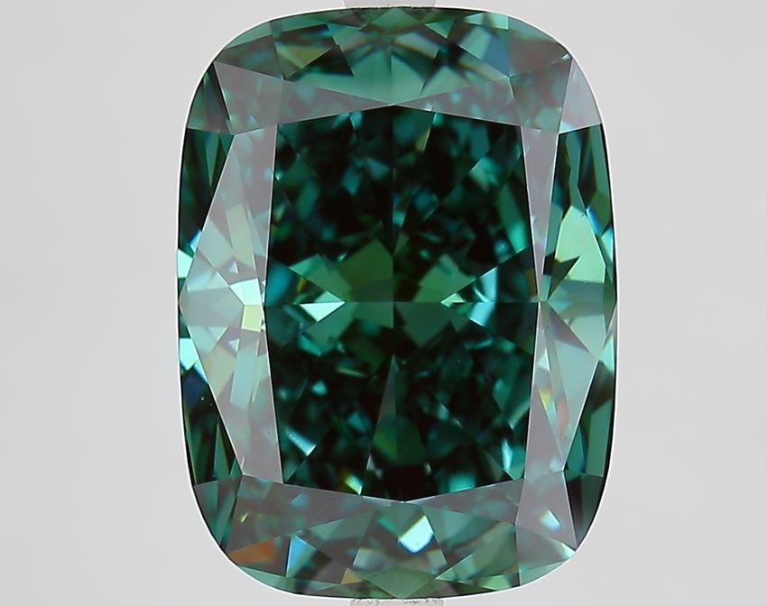 7.90 Ct. Fancy Deep Green Cushion Lab Grown Diamond