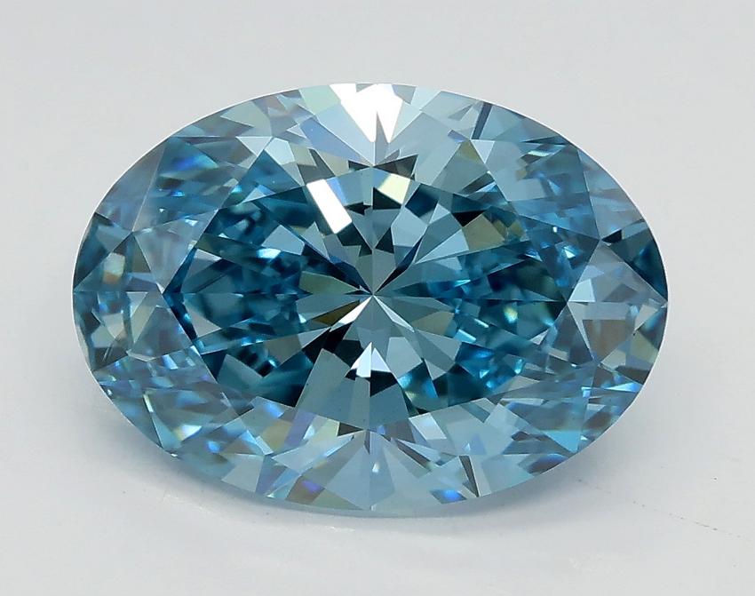 3.01 Ct. Fancy Vivid Blue Oval Lab Grown Diamond