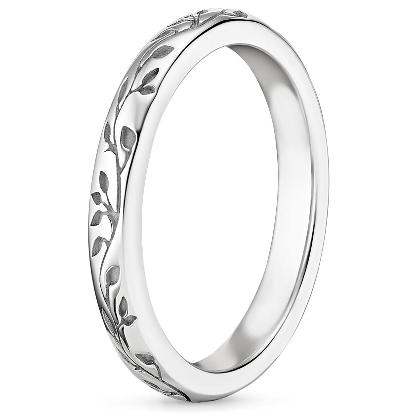 Verdure Engraved Ring in 18K White Gold