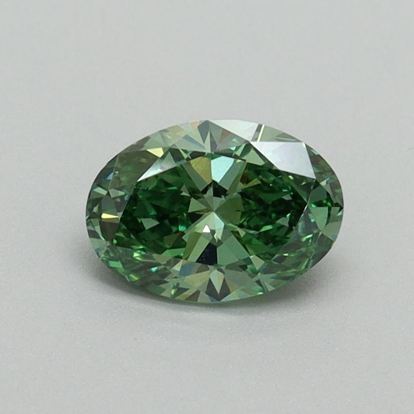 0.63 Ct. Fancy Vivid Green Oval Lab Grown Diamond
